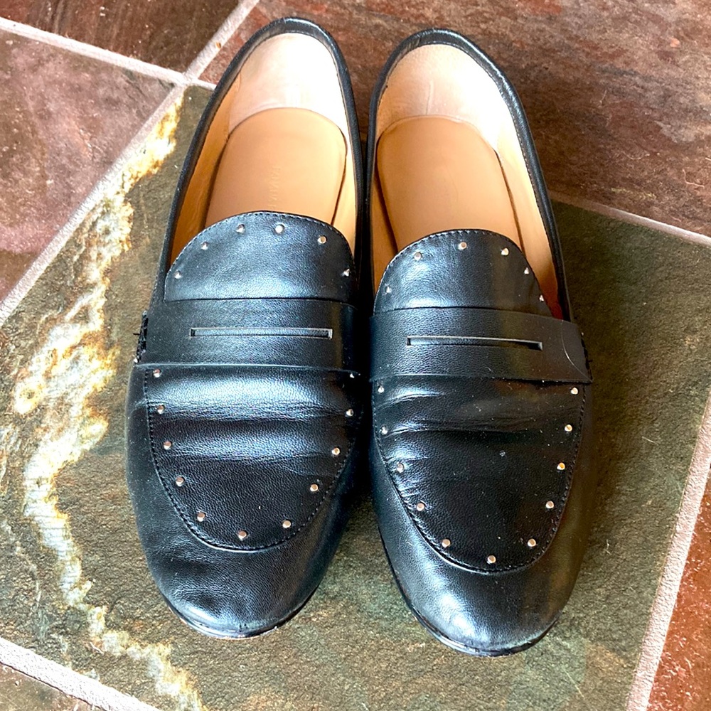 Leather studded loafers